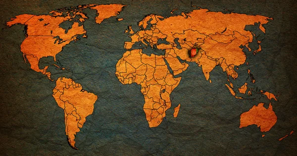 Territorio afgano sulla mappa del mondo — Foto Stock