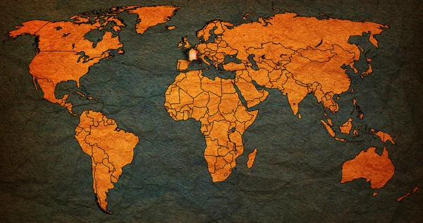 Território da frança no mapa mundial — Fotografia de Stock