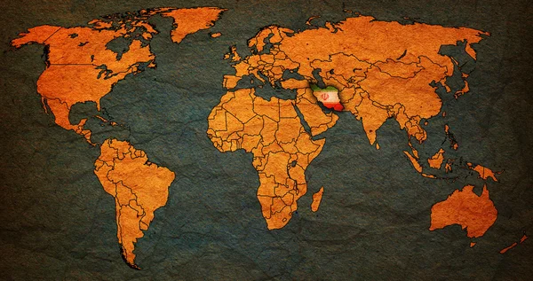 Iran territorio sulla mappa del mondo — Foto Stock