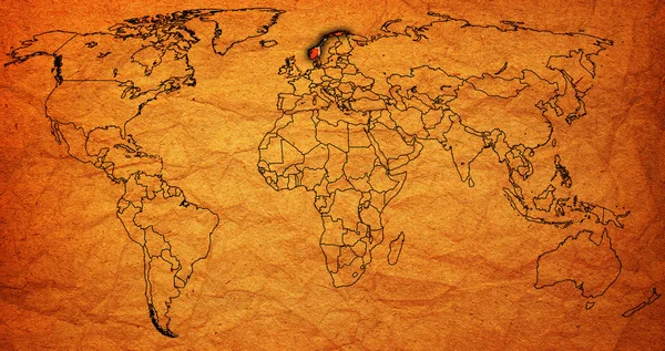 Territorio norway sulla mappa del mondo — Foto Stock