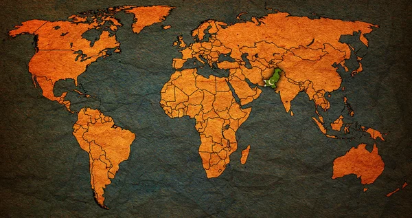Territorio pakistan sulla mappa del mondo — Foto Stock