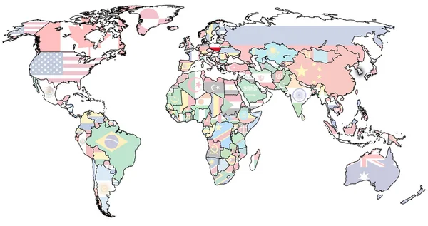 Poland territory on world map — Stock Photo, Image