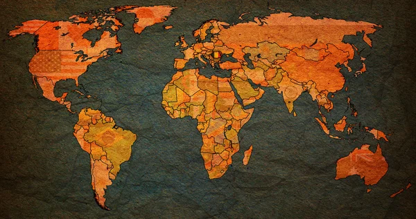 Territoire de la Roumanie sur la carte du monde — Photo