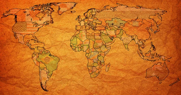 Territorio uae sulla mappa del mondo — Foto Stock