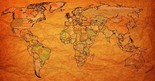 Территория Соединенного Королевства на карте мира — стоковое фото
