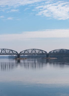 Steel railway bridge over the Vistula River in Torun