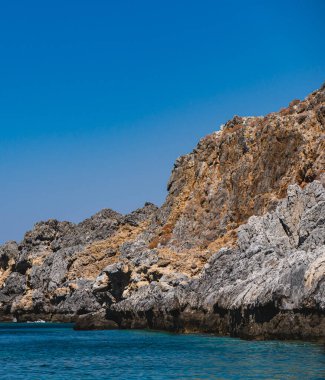 landscape of the rocky coast of the Greek island of Crete