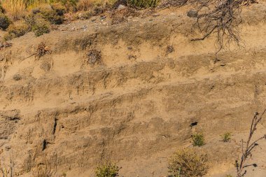 close-up of layers of sand of varying thickness on the beach