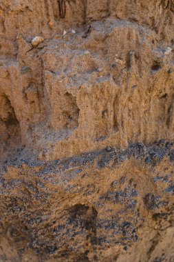 close-up of layers of sand of varying thickness on the beach