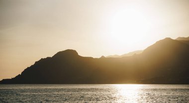 sunset scenery over the rocky coastline