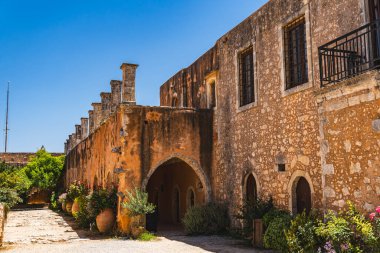 Fragments of old historic buildings constructed of stone