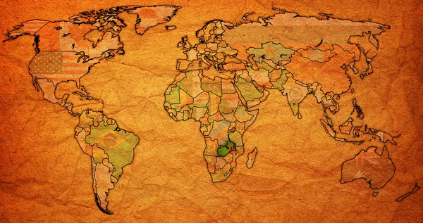 Zambie území na mapě světa — Stock fotografie