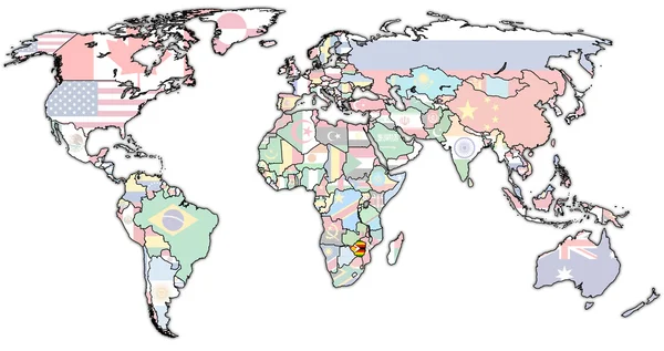 Territorio zimbabwe sulla mappa del mondo — Foto Stock