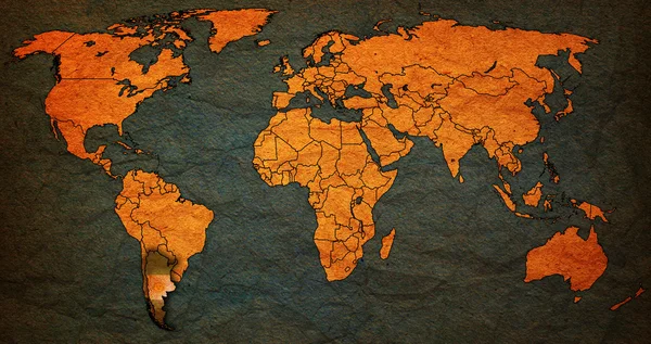 Territorio argentino sulla mappa del mondo — Foto Stock