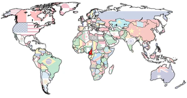 Територія камеруну на фактичній карті світу — стокове фото