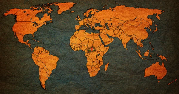 Территория центральной африканской республики на карте мира — стоковое фото