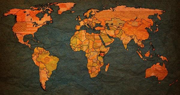 Territorio kenya sulla mappa del mondo reale — Foto Stock