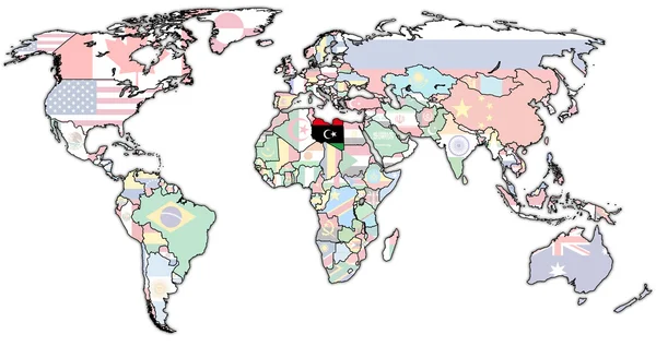 Libya territorio en el mapa del mundo — Foto de Stock