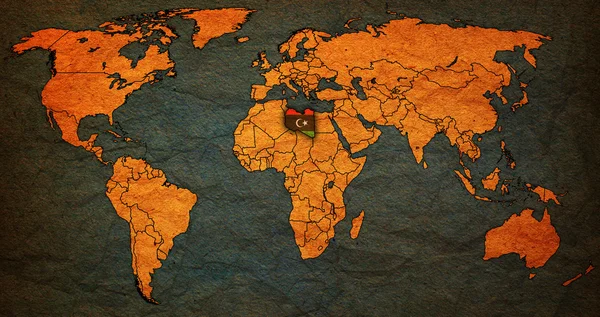 Libya territorio sulla mappa del mondo — Foto Stock