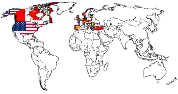 Організація Північноатлантичного договору onl мапа світу — стокове фото