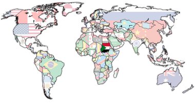 Sudan toprakları üzerinde Dünya Haritası