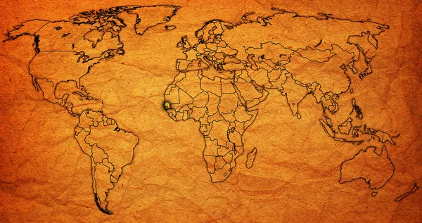 在世界地图上的塞内加尔领土 — 图库照片