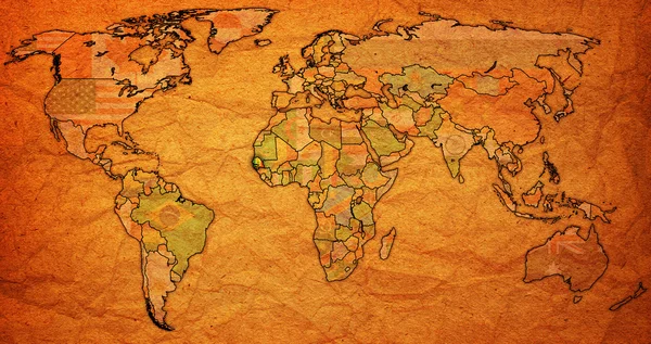 Territorio senegalese sulla mappa del mondo — Foto Stock