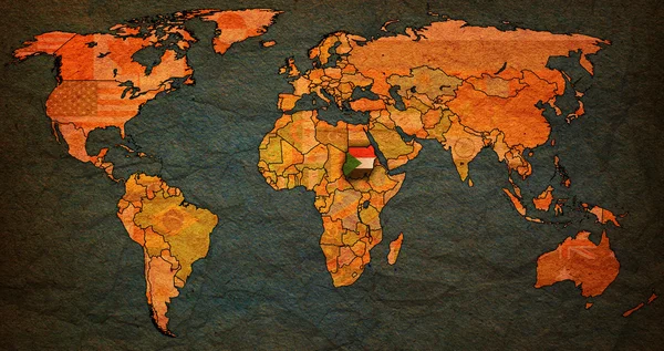 세계 지도에 수단 영토 — 스톡 사진
