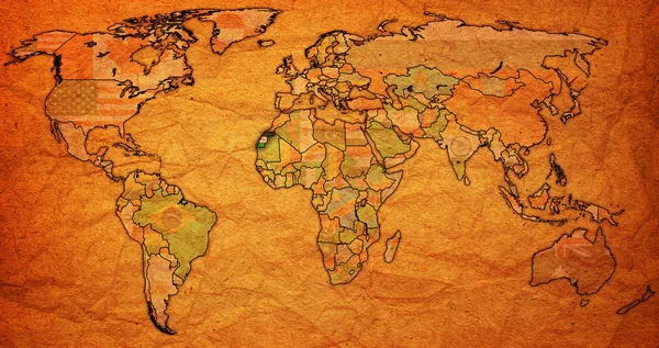 Batı sahara bölge dünya haritası üzerinde — Stok fotoğraf