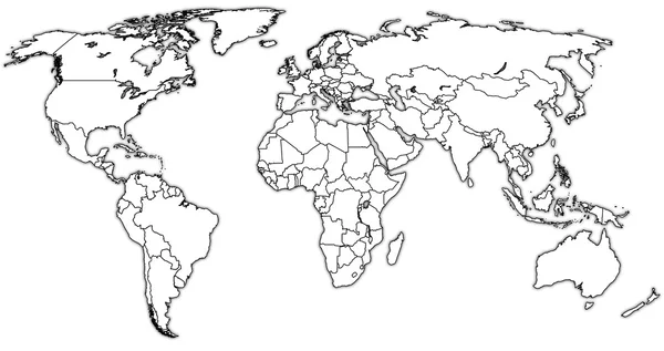 实际的世界地图 — 图库照片