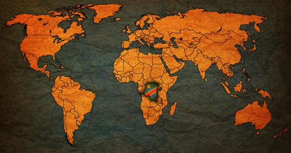 Repubblica democratica del territorio congo sulla mappa del mondo — Foto Stock