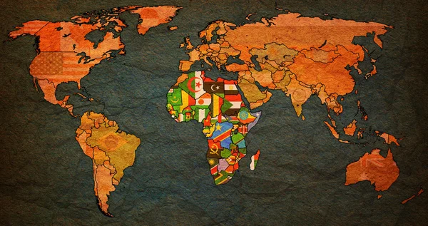 Unión Africana en el mapa del mundo —  Fotos de Stock