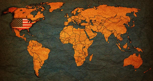 EUA território no mapa do mundo Fotografias De Stock Royalty-Free
