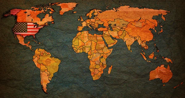 세계 지도에 미국 영토 스톡 이미지