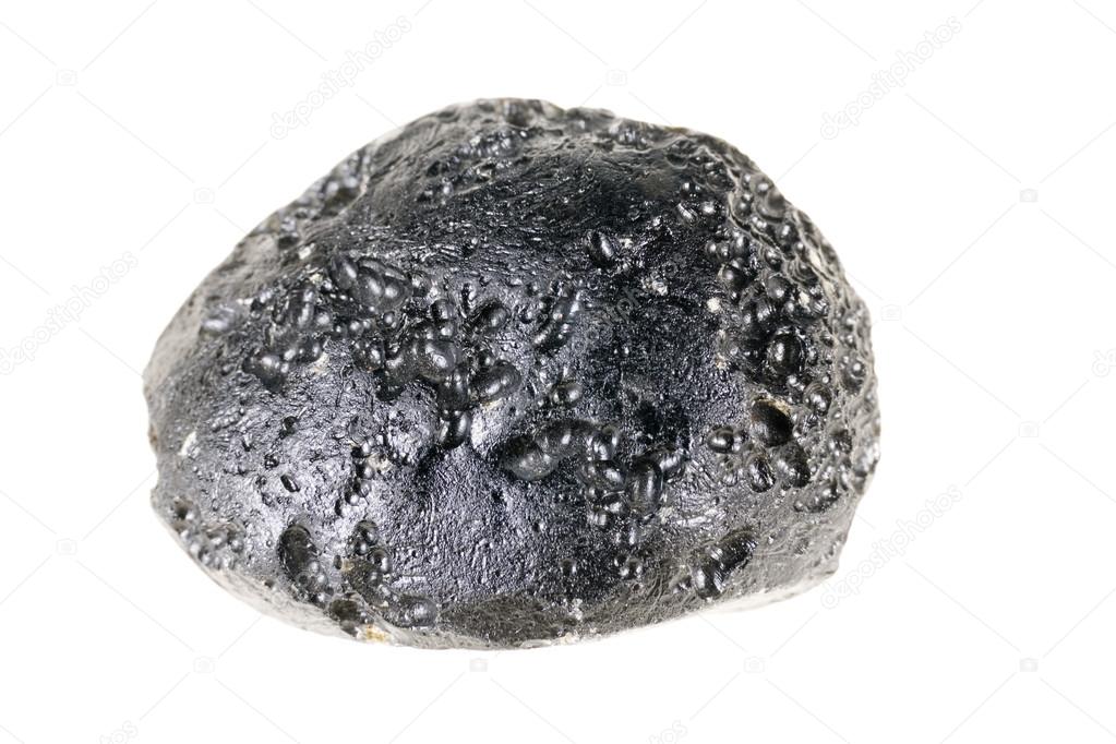 Tektyt, beautiful stone or meteorite mineral isolated on a white background