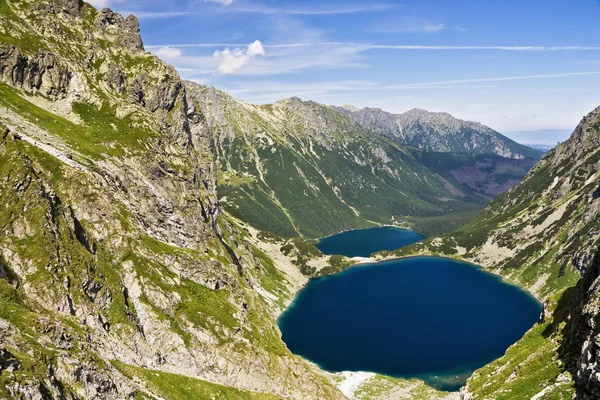 Widok na jezioro w dolinie oka i Morza Czarnego stawu w polskie góry, Tatry — Zdjęcie stockowe