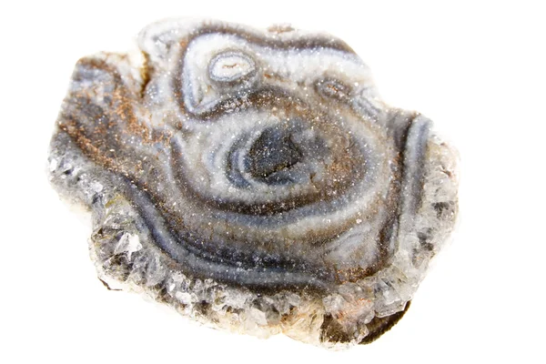 Minerale Chalcedoon geïsoleerd op witte achtergrond Stockafbeelding