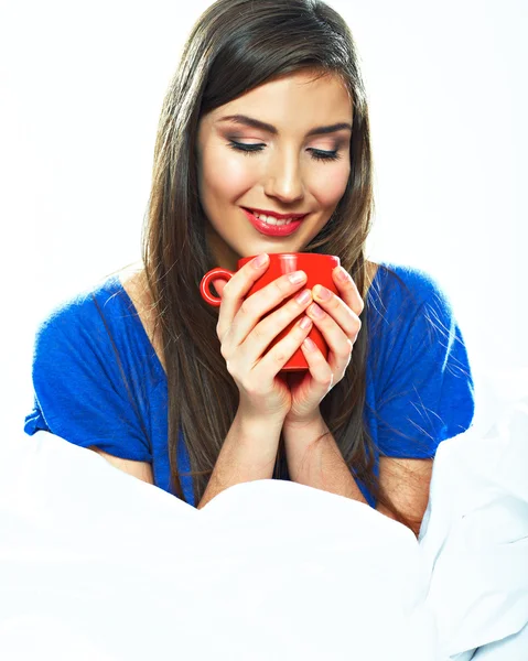 Frau mit Kaffeetasse — Stockfoto