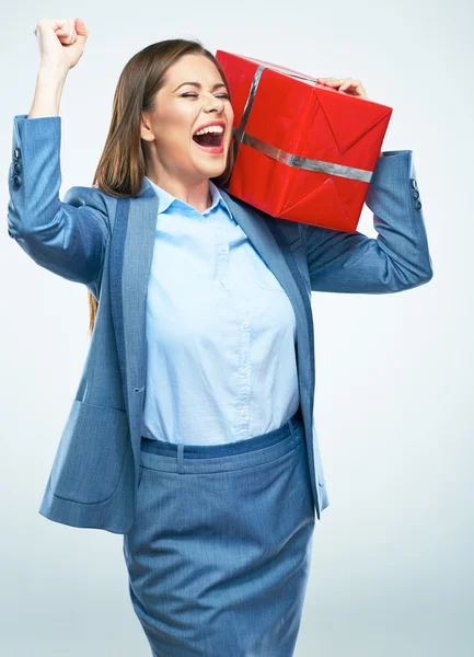 Donna con confezione regalo — Foto Stock