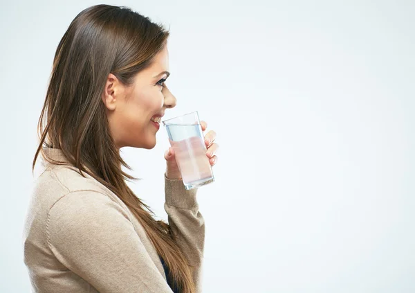 Kvinna med vatten glas — Stockfoto