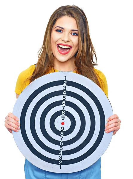 Worker holds target — Stock Photo, Image