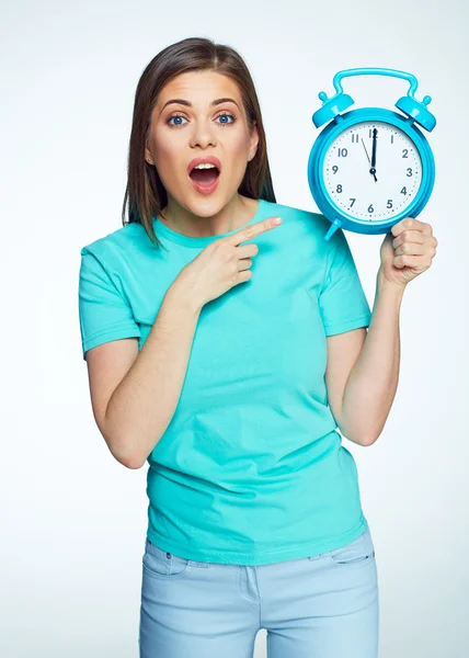 Retrato de mujer con reloj — Foto de Stock