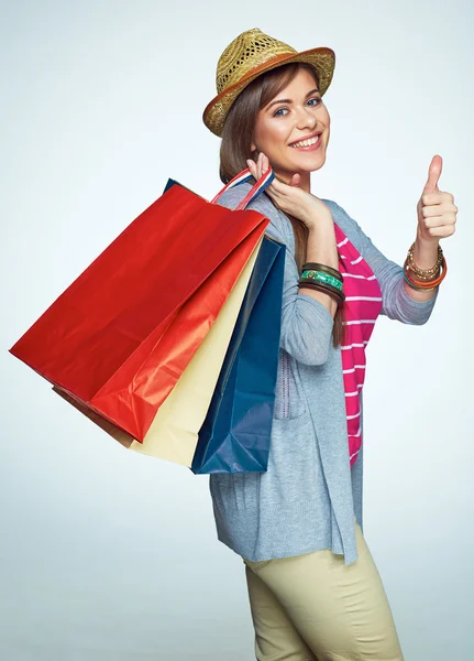 Femme avec sacs à provisions — Photo