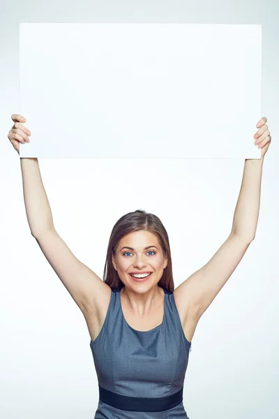 Woman hold up  sign board. — Stock Photo, Image