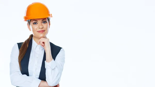 Mujer sonriente constructora — Foto de Stock