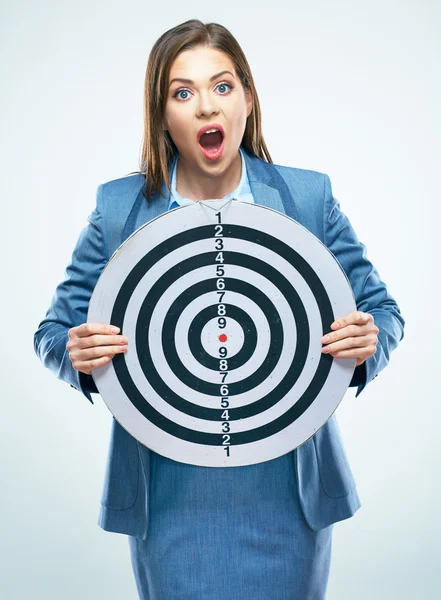 Businesswoman holding target — Stock Photo, Image