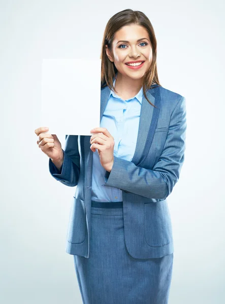 Empresaria con papel en blanco —  Fotos de Stock