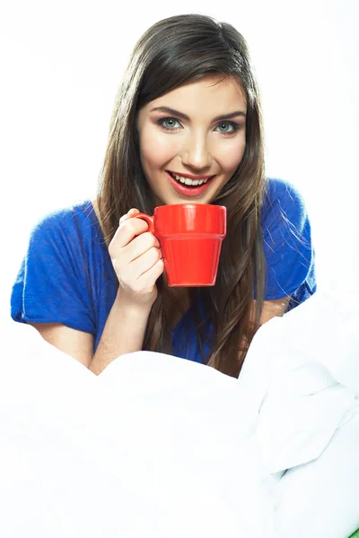 Femme avec tasse de café — Photo