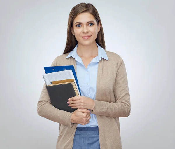 Teacher Acountant Business Woman Hold Books Business Paper — Stock Photo, Image