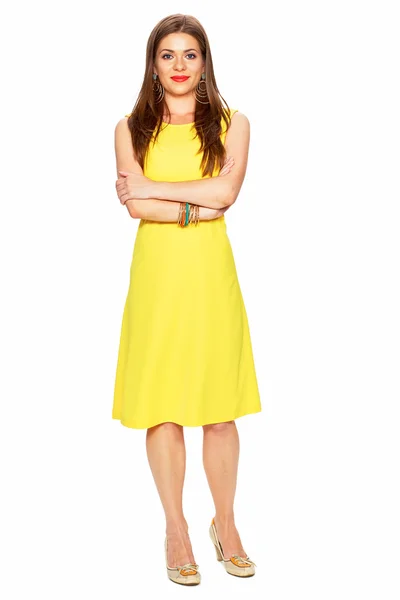 Femme en robe jaune — Photo